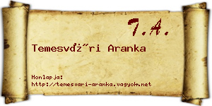 Temesvári Aranka névjegykártya